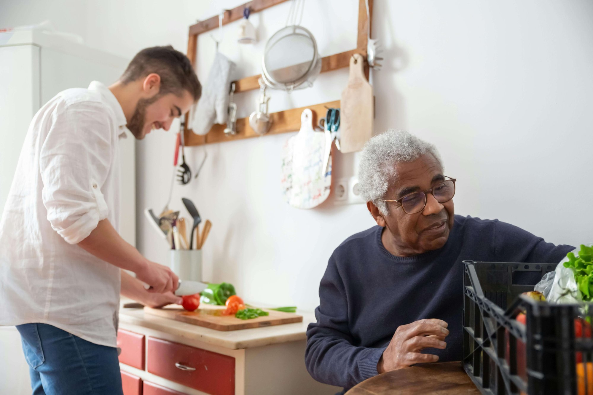 Old man being looked after at home